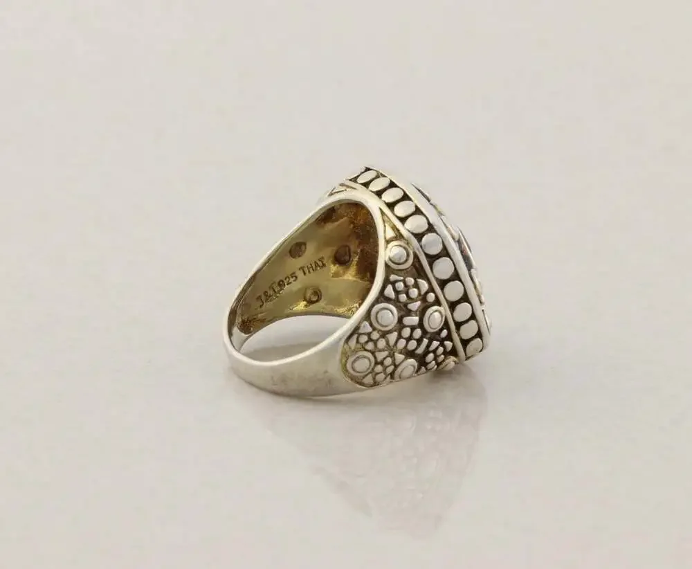 Sterling Silver Smoky Brown Cubic Zirconia Ring Chunky Bold Unique Size 6 1/2